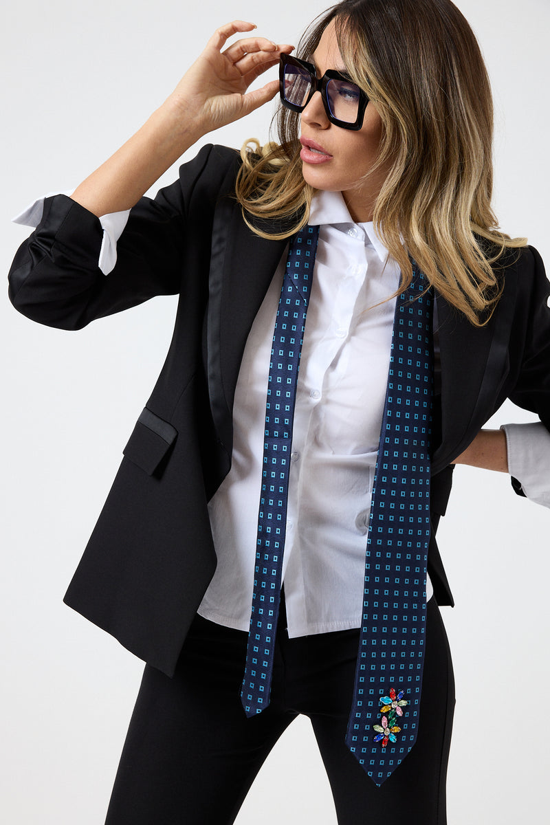 Cravatta in seta blu FEDERICA BI