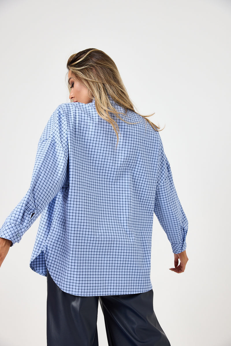 Camicia a quadri azzurra blu FEDERICA BI