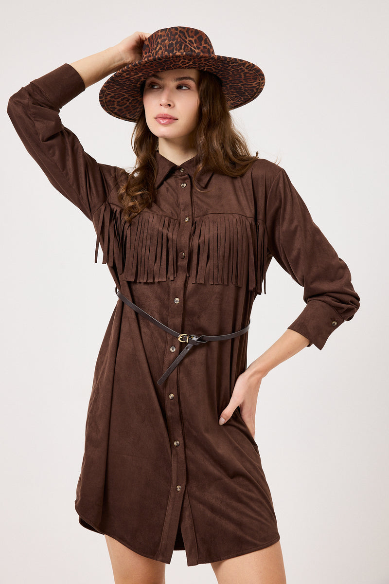 Abito in ecosuede marrone FEDERICA BI