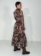 Abito in chiffon marrone FEDERICA BI