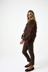 Cardigan marrone arricciato FEDERICA BI