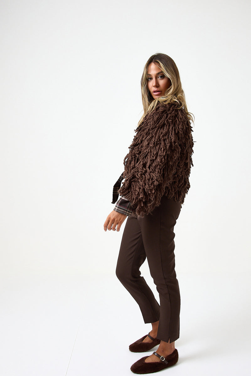 Cardigan marrone arricciato FEDERICA BI