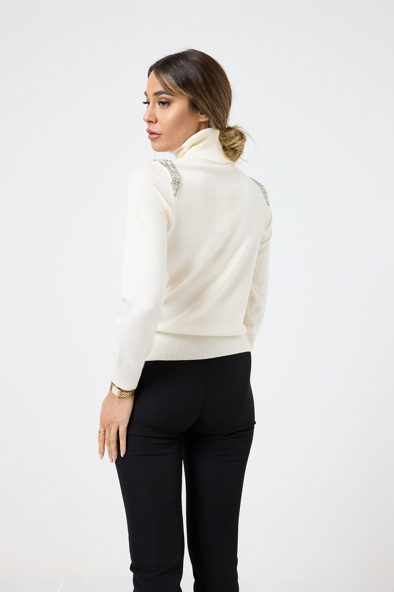 Maglia collo altro cristalli FEDERICA BI ( più colori )