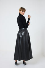 Gonna in ecopelle FEDERICA BI ( nera e bordeaux )