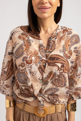 Camicia batik beige e cioccolato FEDERICA BI