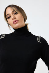 Maglia collo altro cristalli FEDERICA BI ( più colori )