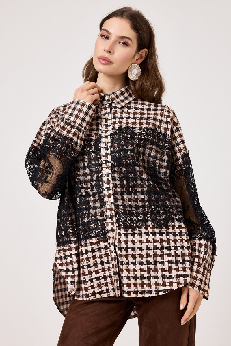 Camicia in cotone e pizzo FEDERICA BI