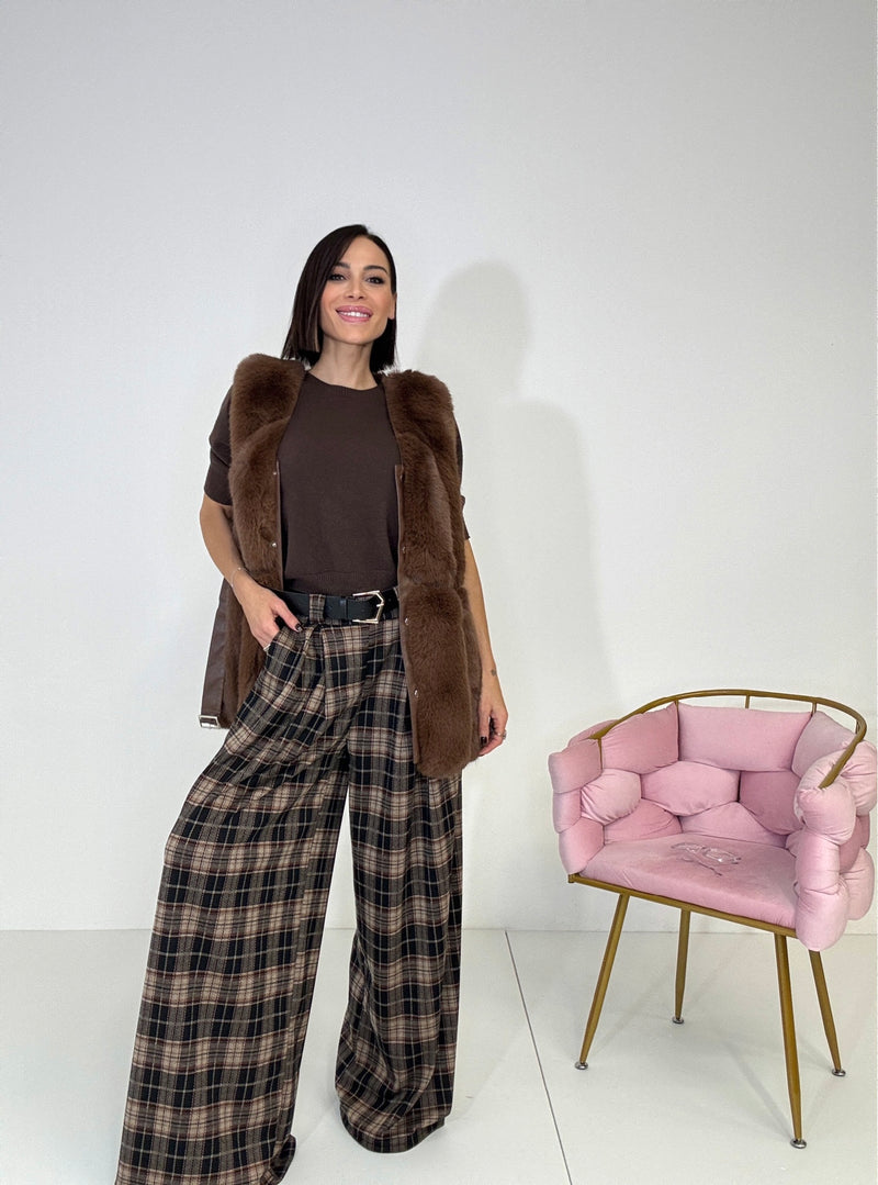 Pantalone tartan a palazzo FEDERICA BI
