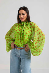 Camicia in chiffon pois FEDERICA BI (piu’ colori)