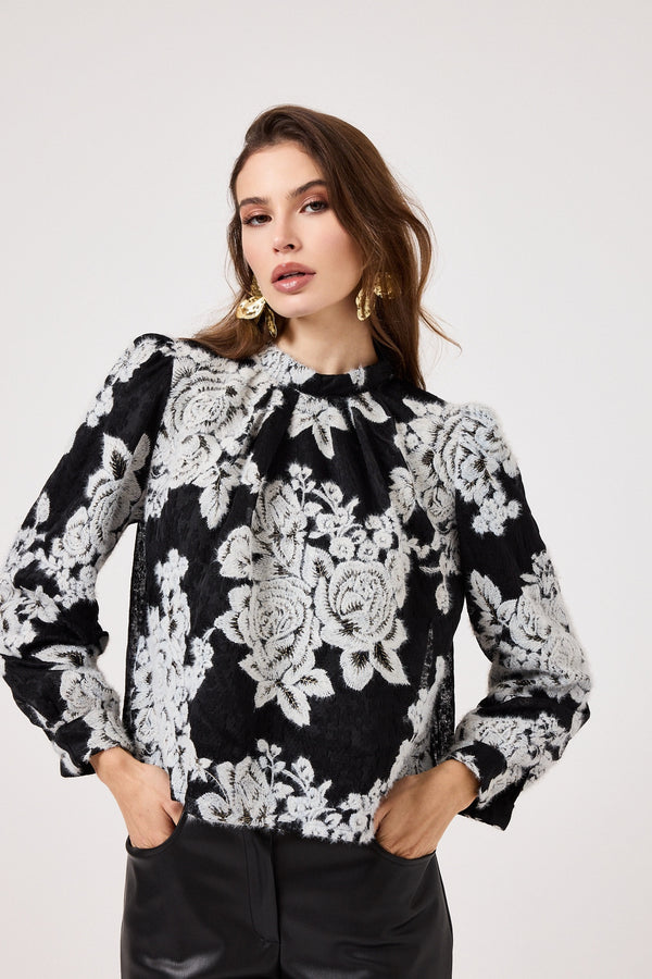 Camicia nera ricamata FEDERICA BI