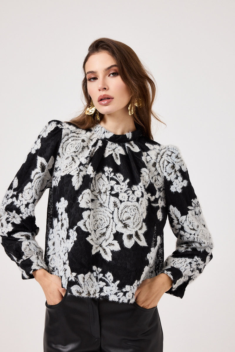 Camicia nera ricamata FEDERICA BI