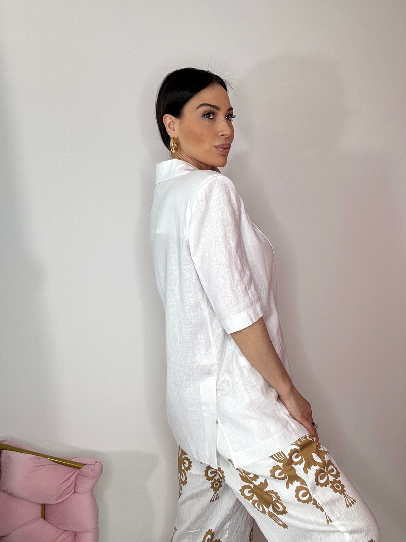 Blazer bianco in lino FEDERICA BI