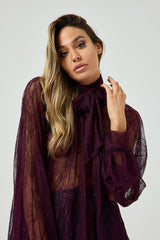 Camicia in pizzo bordeaux FEDERICA BI