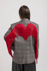 Blazer principe di Galles frange rosse FEDERICA BI