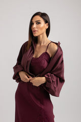 Giacchina FEDERICA BI in raso bordeaux