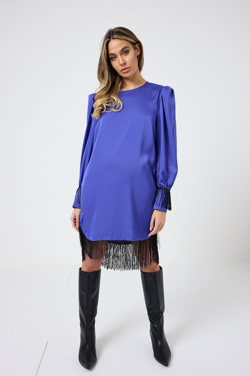 Abito in raso frange FEDERICA BI