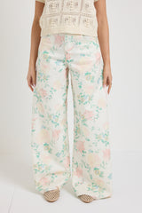 Denim palazzo floreale FEDERICA BI