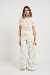 Denim palazzo floreale FEDERICA BI