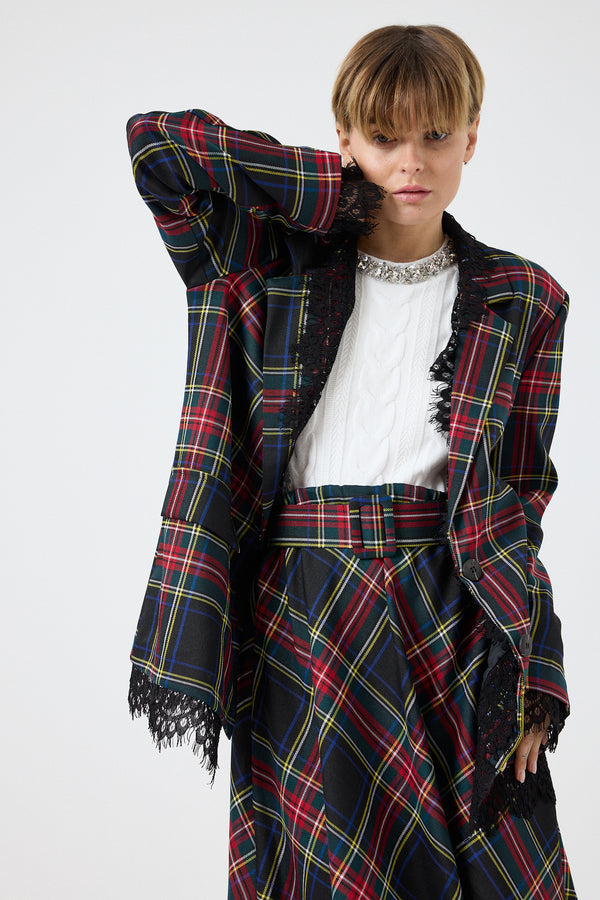 Blazer tartan e pizzo FEDERICA BI