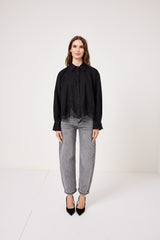 Camicia in cotone e pizzo FEDERICA BI ( bianca e nera )