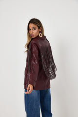 Giacca bordeaux frange FEDERICA BI