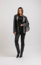 Blazer grigio gioiello e frange FEDERICA BI