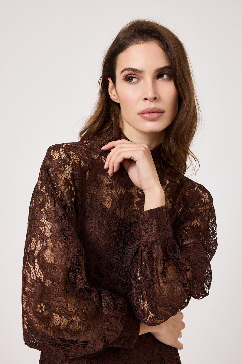Abito in pizzo cioccolato FEDERICA BI