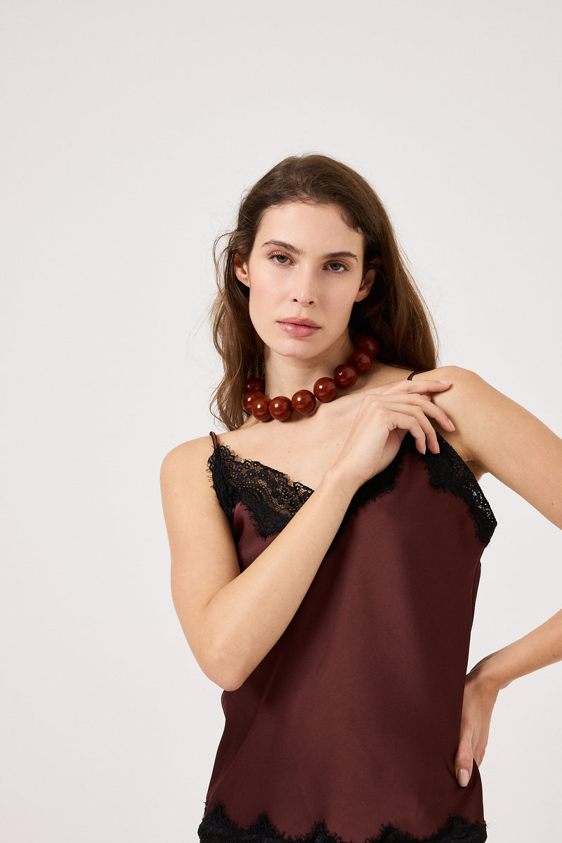 Top in viscosa e pizzo glace FEDERICA BI