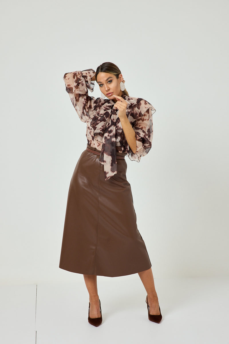 Gonna in similpelle marrone FEDERICA BI