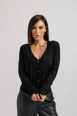 Cardigan in lana nero FEDERICA BI