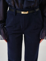 Pantalone in velluto blu navy FEDERICA BI