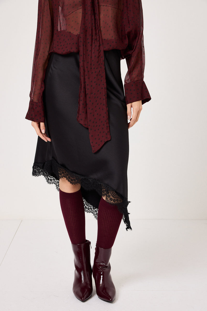 Gonna nera in viscosa e pizzo FEDERICA BI