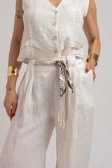 Pantalone in lino bianco FEDERICA BI