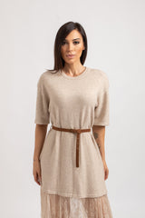 Abito lungo FEDERICA BI tricot e pizzo