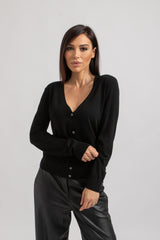 Cardigan in lana nero FEDERICA BI