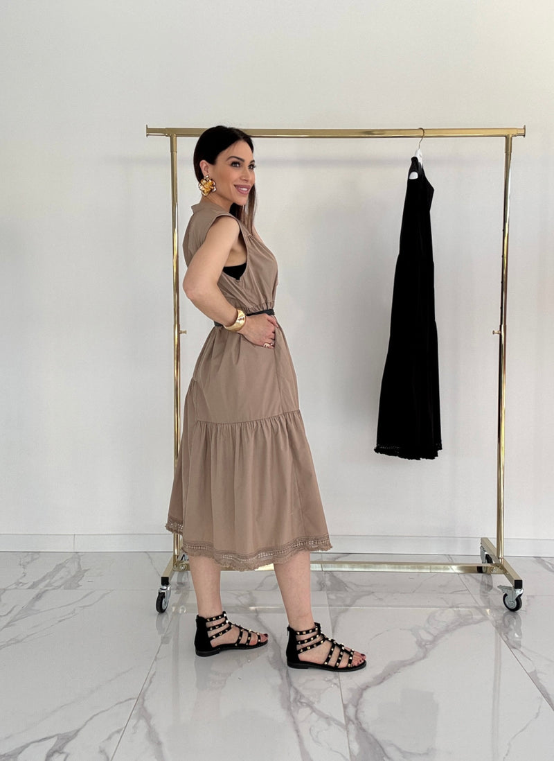 Abito in cotone (beige e e nero) FEDERICA BI