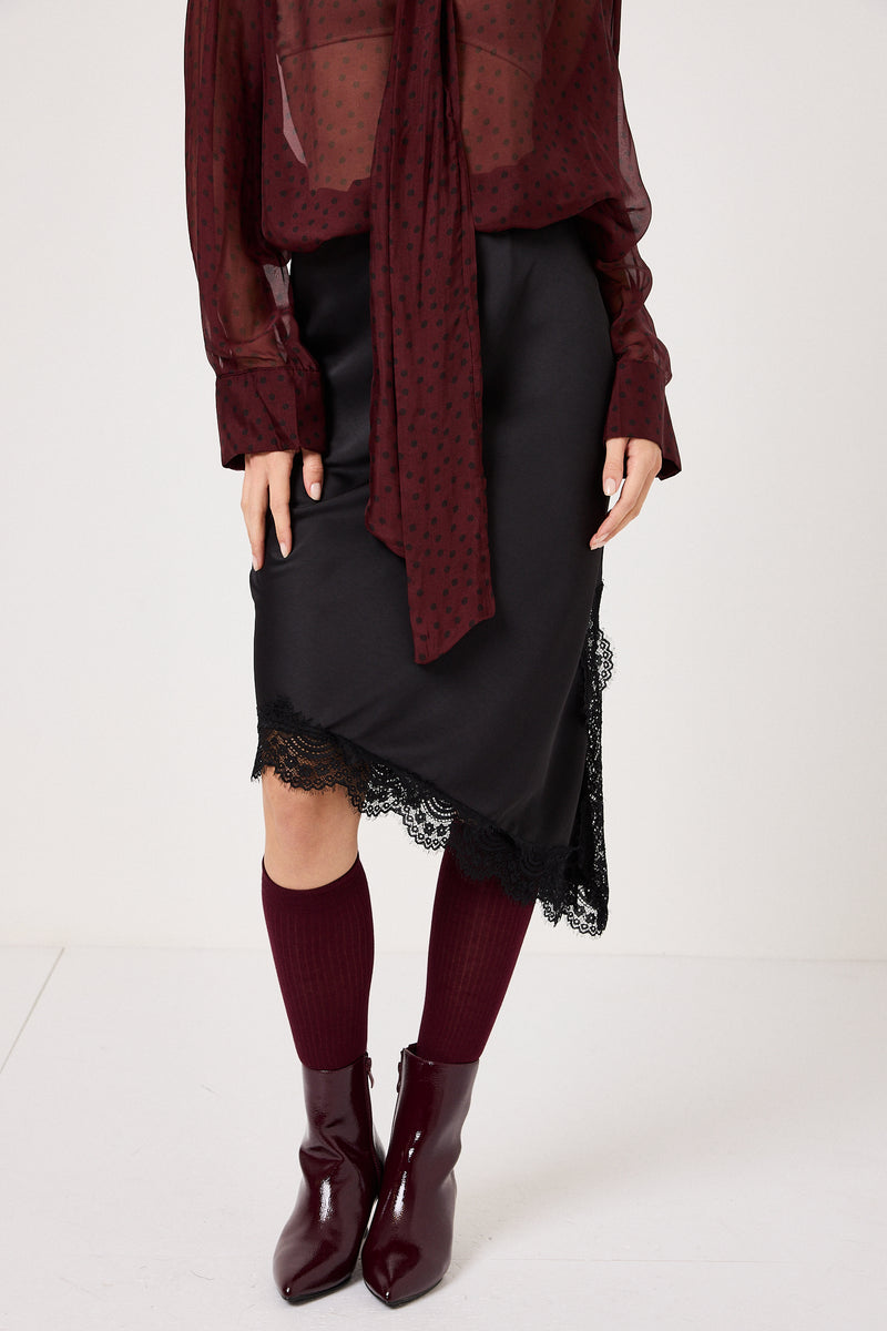 Gonna nera in viscosa e pizzo FEDERICA BI