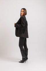 Blazer nero frange FEDERICA BI