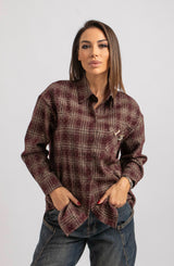 Camicia tartan cristallini e spilla FEDERICA BI