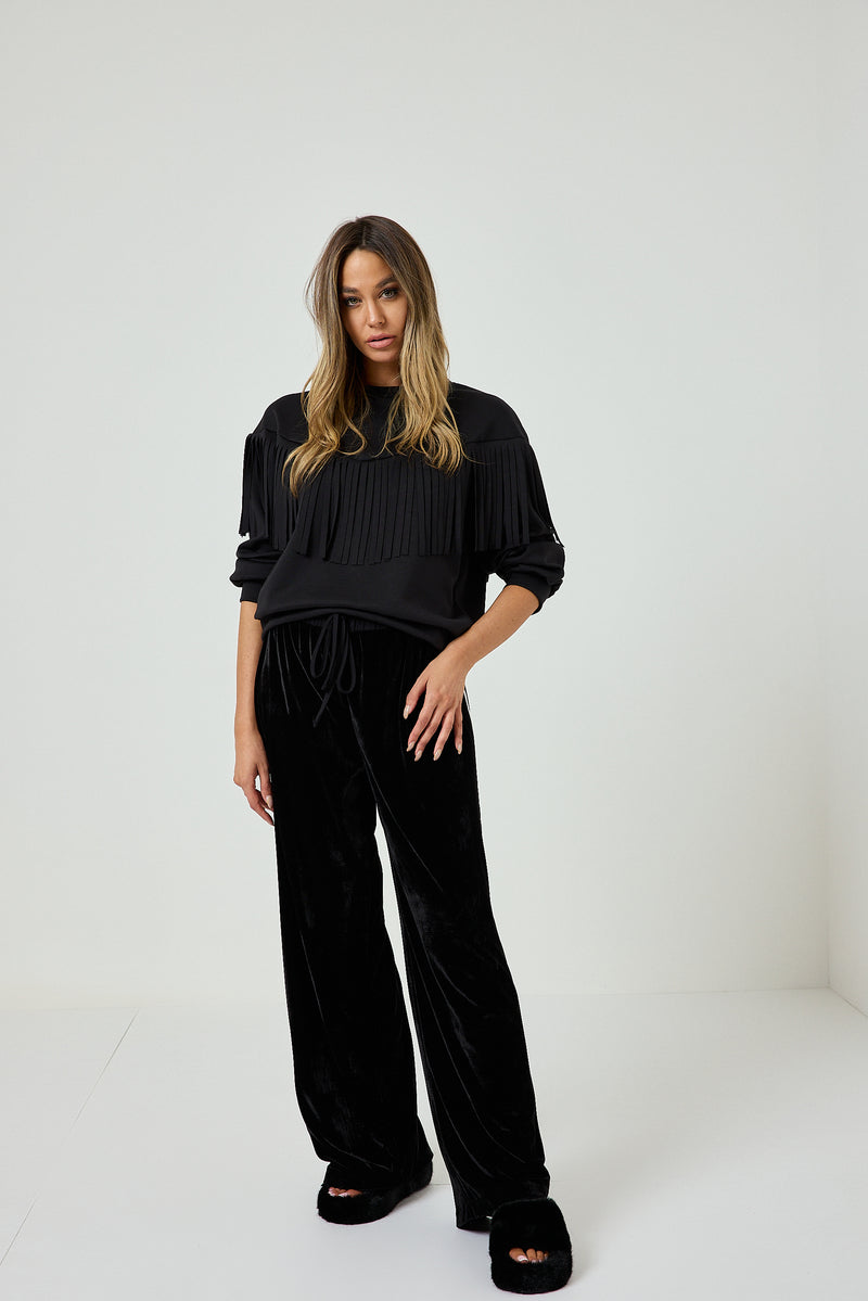 Pantalone in velluto nero FEDERICA BI