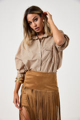 Camicia a quadri beige FEDERICA BI