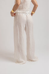 Pantalone in lino bianco FEDERICA BI
