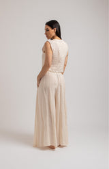 Pantalone in lino crema FEDERICA BI