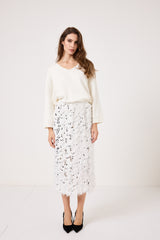 Gonna bianca piume e paillettes FEDERICA BI