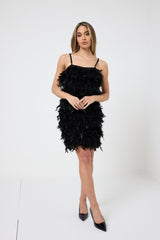 Abito plume nero FEDERICA BI