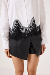 Camicia in cotone e pizzo FEDERICA BI ( bianca e nera )