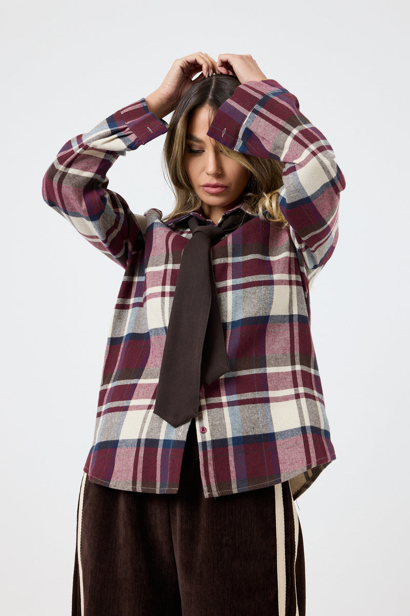 Camicia felpata con cravatta FEDERICA BI