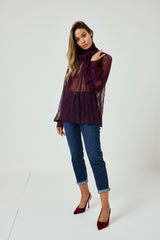 Camicia in pizzo bordeaux FEDERICA BI