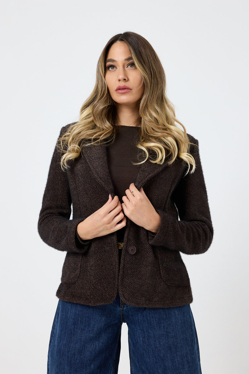 Blazer in ciniglia con spilla FEDERICA BI