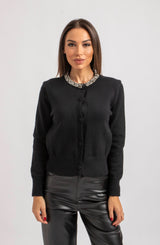 Cardigan nero gioiello FEDERICA BI